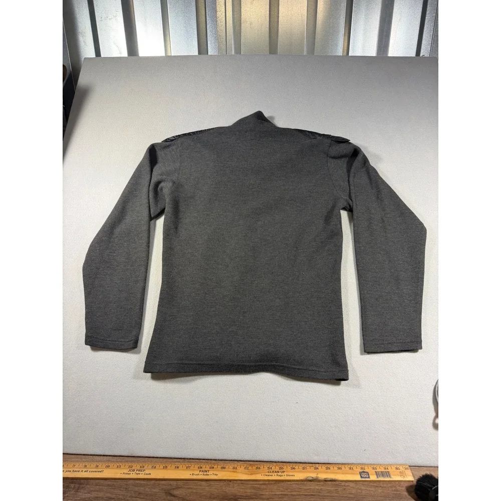 Gianni Versace Mens XL Gray Knit Quarter Button Mock Neck Pullover Long Sleeve